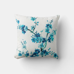 Blauer Winter   Floral Kissen