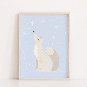 Blauer Winter Fox Arctic Animal Kinderzimmer Dec Poster