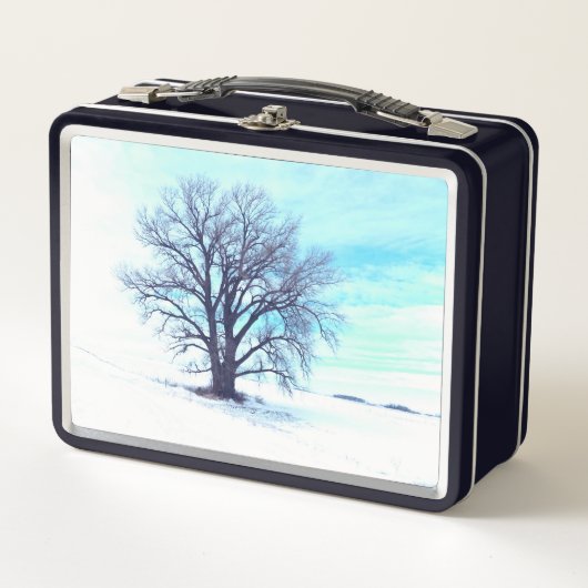 Blauer Winter Metall Brotdose (Vorderseite)