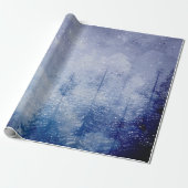 Blauer Winter Pine Tree Wald Geschenkpapier (Ungerollt)