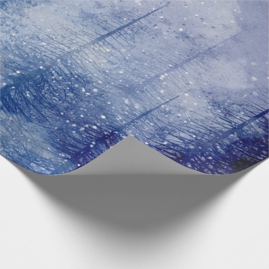Blauer Winter Pine Tree Wald Geschenkpapier (Ecke)
