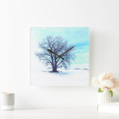 Blauer Winter Quadratische Wanduhr (Zuhause)