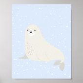 Blauer Winter | Sea Lion Arctic Animal Kinderzimme Poster (Vorne)
