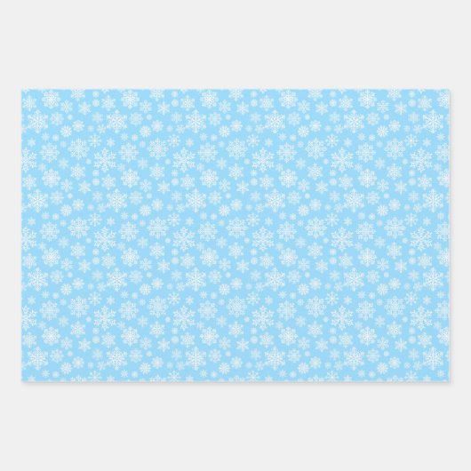 Blauer Winter Snowman Bäume und Schneeflocken Geschenkpapier Set (Vorderseite 3)