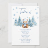 Blauer Winter-Teddybär-Baby-Shower-Tischnummer (Vorderseite)