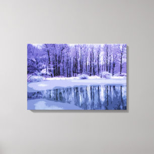 Blauer Winter-Teich Leinwanddruck