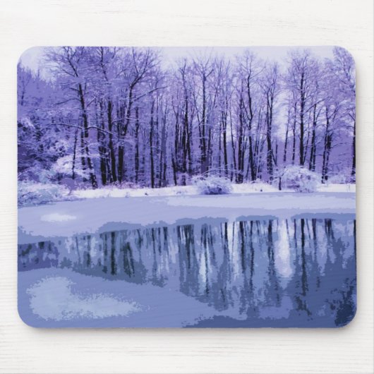 Blauer Winter-Teich Mousepad (Vorne)