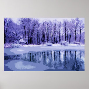 Blauer Winter-Teich Poster