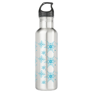 Blauer Winter Weihnachten Whimisical Schneeflocken Edelstahlflasche