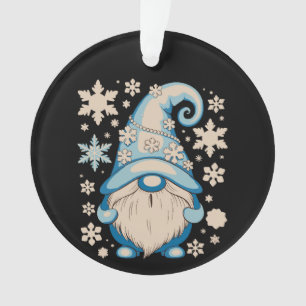 Blauer Winter Weihnachts-Gnom Xmas Schnee Feiertag Ornament