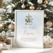 Blauer Winter Weihnachtsbaum Späte Nacht Windeln Poster