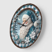 Blauer Winter-Weihnachtsstern Große Wanduhr (Winkel)