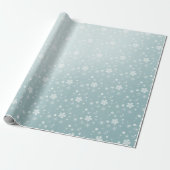 Blauer Winter Wildblumen und Sterne Geschenkpapier (Ungerollt)