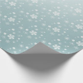 Blauer Winter Wildblumen und Sterne Geschenkpapier (Ecke)