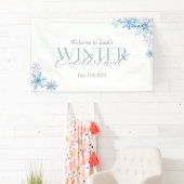 blauer Winter Wonderland-Schneeflocke Erste Geburt Banner (Insitu)