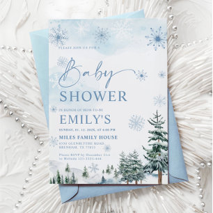 Blauer Winter-Wunderland-Baby-Einweihungsparty Einladung