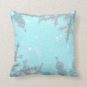 Blauer Winter-Wunderland Elegante Schneeflocken Hü Kissen