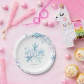 Blauer Winter-Wunderland-Schneeflocken-Erstgeburts Pappteller (Party)