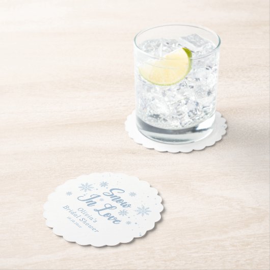Blauer Winterschnee in der Liebe Brautparty Untersetzer (Vor Ort)
