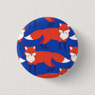 Blauer Winterwald Fuchs Button