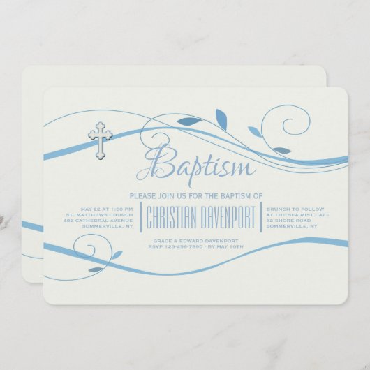 Blauer Wirbel Einladung (Vorne/Hinten)