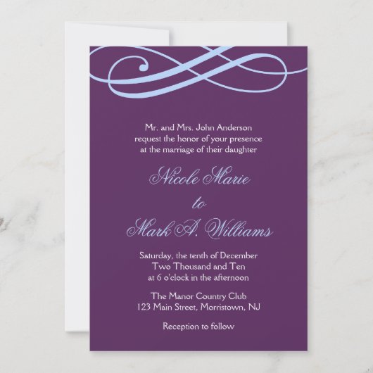 Blauer Wirbel Hochzeitsfeiern Einladung (Vorderseite)