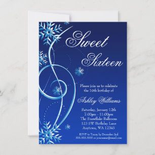 Blauer Wirbel Winter Wonderland Sweet 16 Einladung