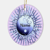 Blauer Wirbel Yin Yang Keramik Ornament (Links)