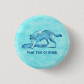 Blauer Wolf auf Schnee Button (Vorderseite)