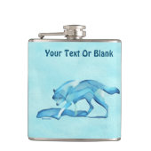Blauer Wolf auf Schnee Flachmann (Vorderseite)