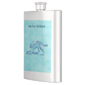 Blauer Wolf auf Schnee Flachmann (Links)