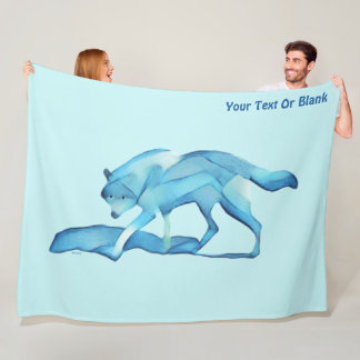 Blauer Wolf auf Schnee Fleecedecke
