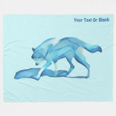 Blauer Wolf auf Schnee Fleecedecke (Vorderseite (Horizontal))