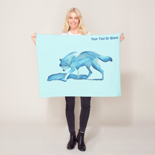 Blauer Wolf auf Schnee Fleecedecke (Beispiel)