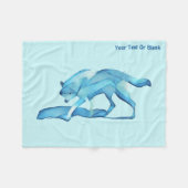 Blauer Wolf auf Schnee Fleecedecke (Vorderseite (Horizontal))