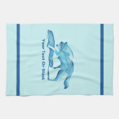 Blauer Wolf auf Schnee Geschirrtuch (Horizontal)