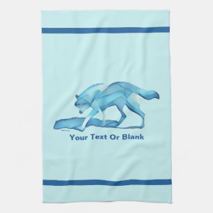 Blauer Wolf auf Schnee Geschirrtuch