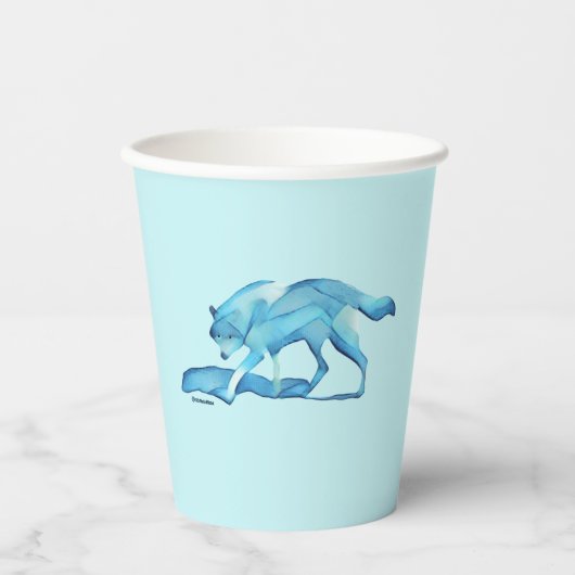 Blauer Wolf auf Schnee Pappbecher (Vorderseite)