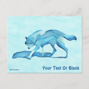 Blauer Wolf auf Schnee Postkarte