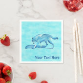 Blauer Wolf auf Schnee Serviette (Beispiel)