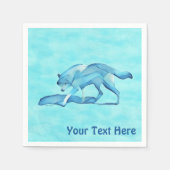 Blauer Wolf auf Schnee Serviette (Vorderseite)