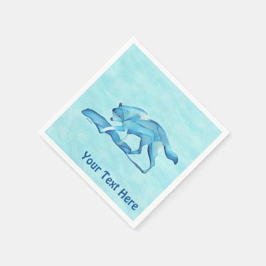 Blauer Wolf auf Schnee Serviette (Ecke)
