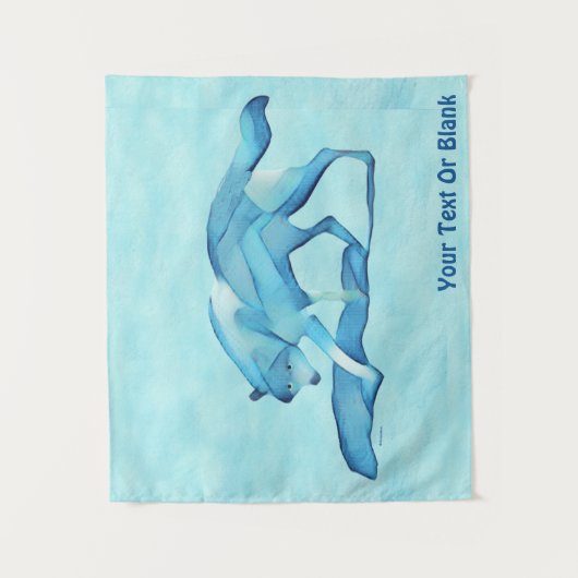 Blauer Wolf auf Schnee Wandteppich (Vorderseite)