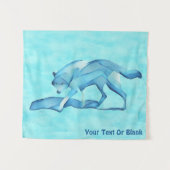 Blauer Wolf auf Schnee Wandteppich (Vorderseite (Horizontal))