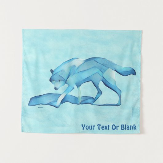 Blauer Wolf auf Schnee Wandteppich (Vorderseite (Horizontal))