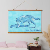 Blauer Wolf auf Schnee Wandteppich Mit Holzrahmen (Schlafzimmer)
