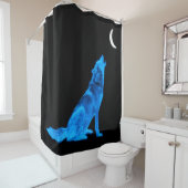 Blauer Wolf, der am Mond heult Duschvorhang (Beispiel)