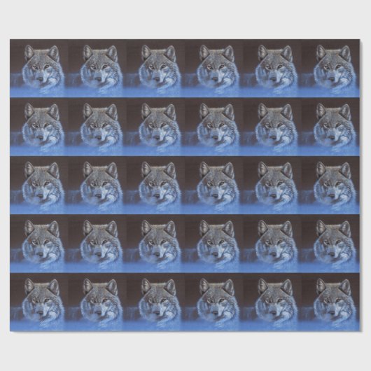 Blauer Wolf Geschenkpapier (Flach)