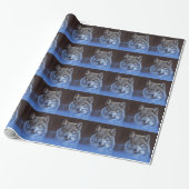 Blauer Wolf Geschenkpapier (Ungerollt)
