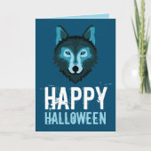 Blauer Wolf, glückliches Halloween Karte (Vorderseite)